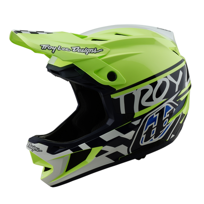Capacete BTT TROY LEE DESIGNS D4 POLYACRYLITE MIPS FIFTY 50 Amarelo/Azul