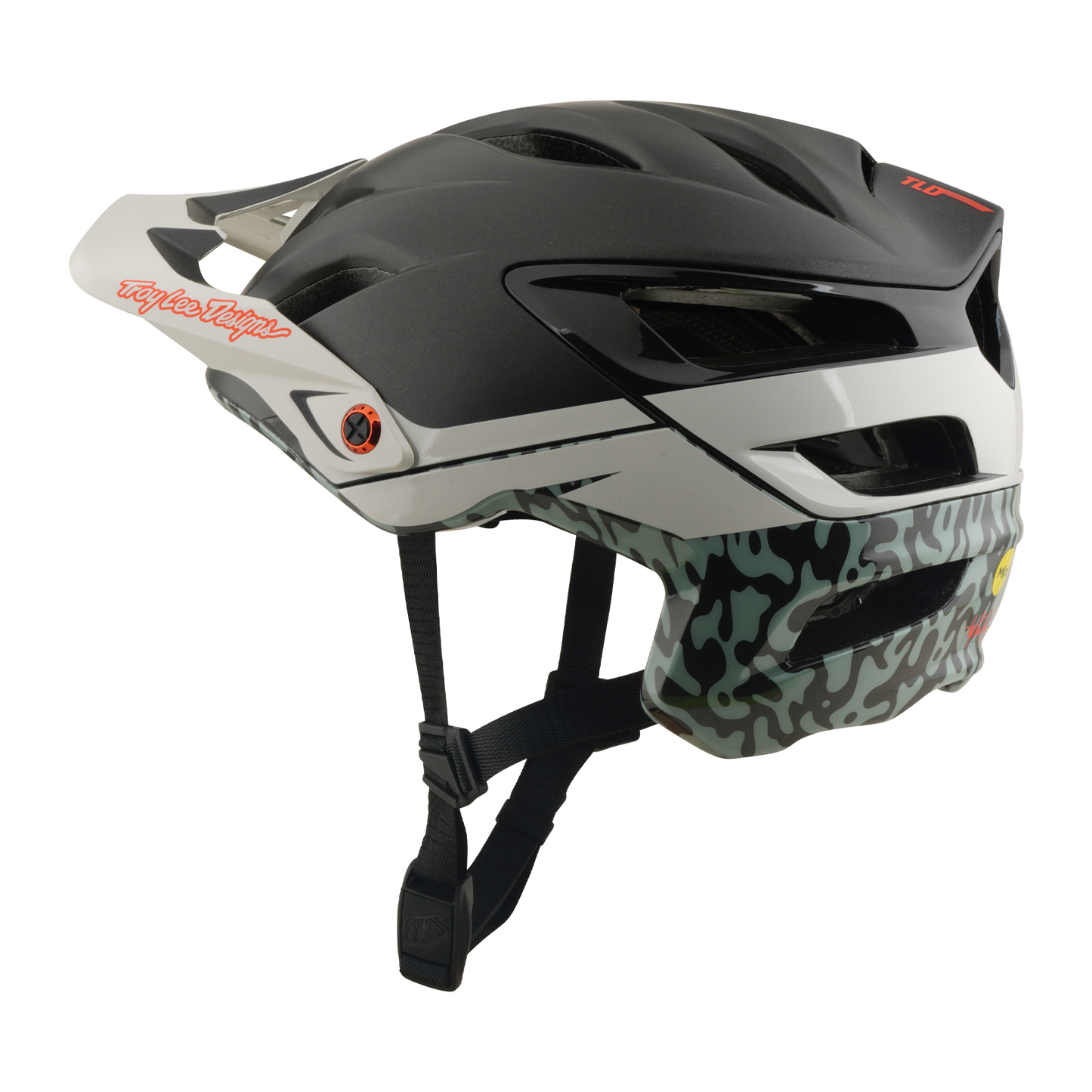 Capacete de BTT TROY LEE DESIGNS A3 MIPS HALO PUMICE Carvão vegetal/branco