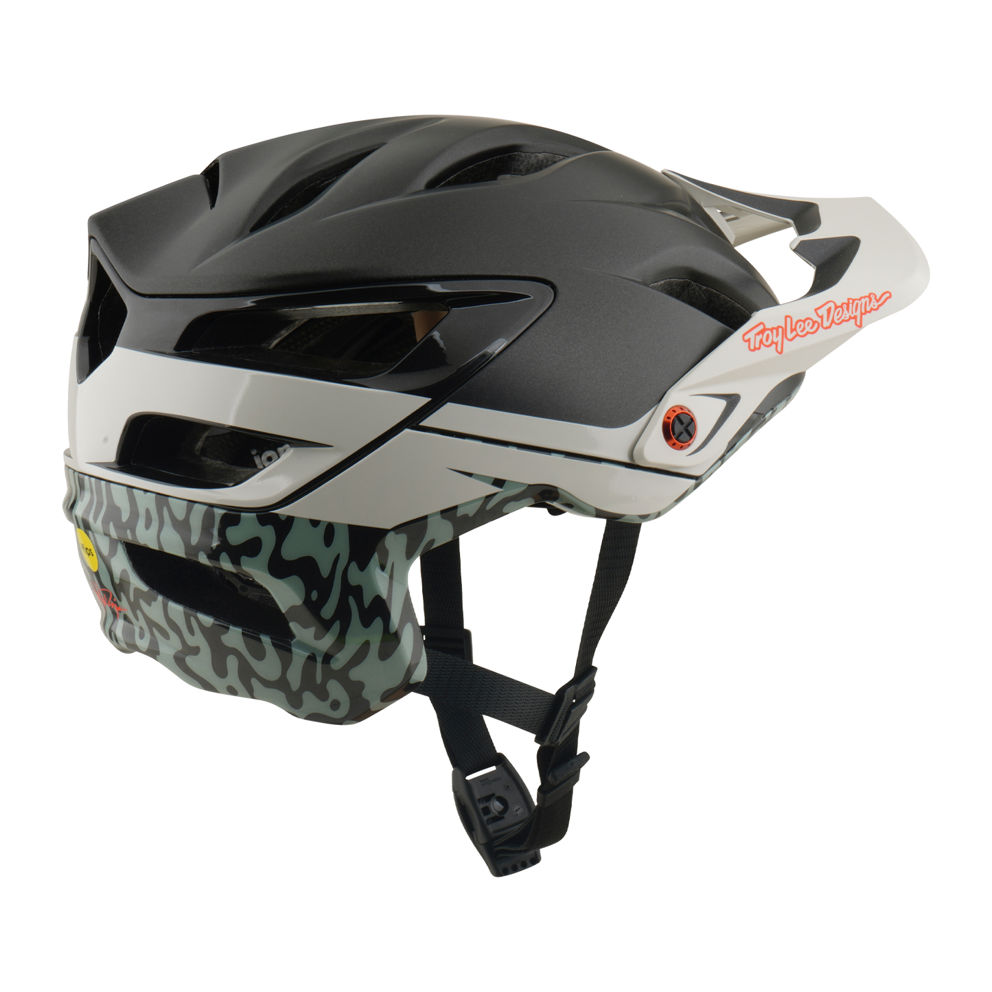 Capacete de BTT TROY LEE DESIGNS A3 MIPS HALO PUMICE Carvão vegetal/branco