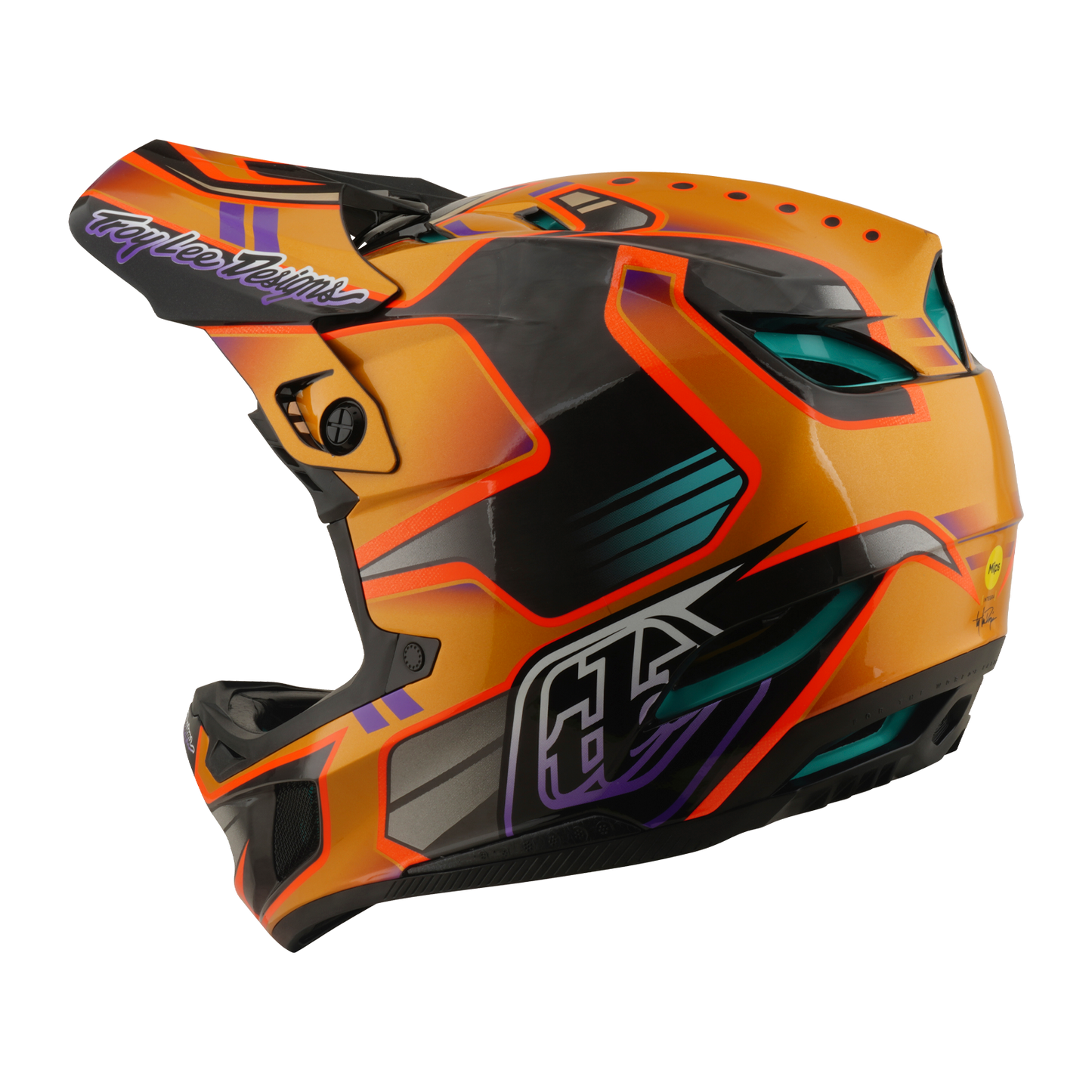 Capacete de BTT TROY LEE DESIGNS D4 CARBON MIPS Crest Gold