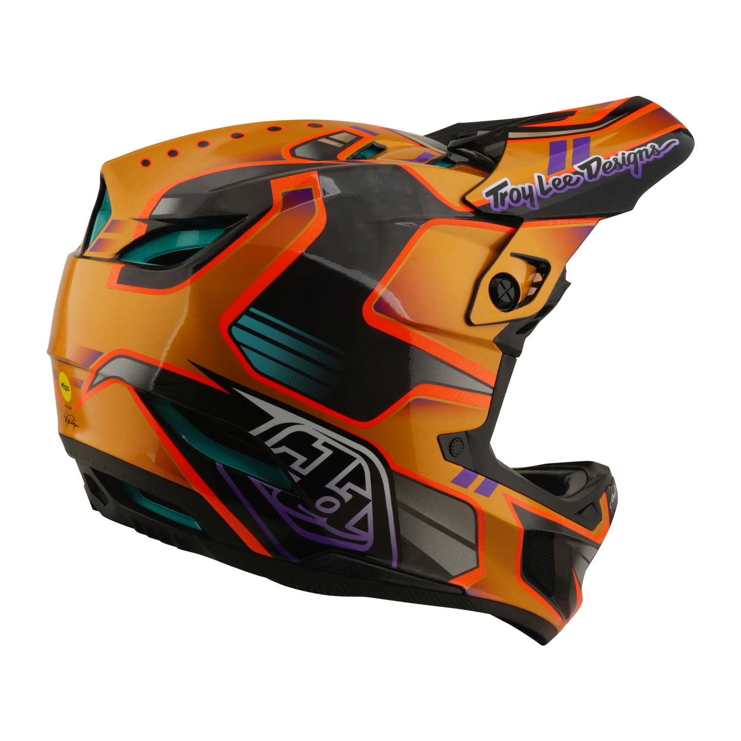 Capacete de BTT TROY LEE DESIGNS D4 CARBON MIPS Crest Gold