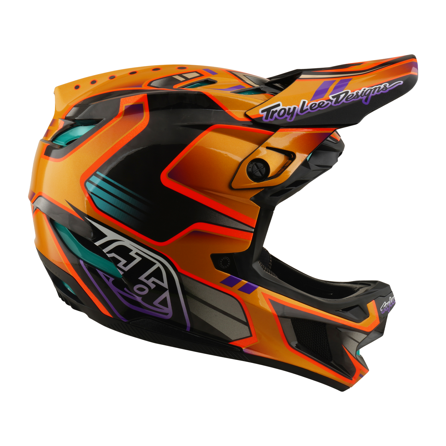 Capacete de BTT TROY LEE DESIGNS D4 CARBON MIPS Crest Gold
