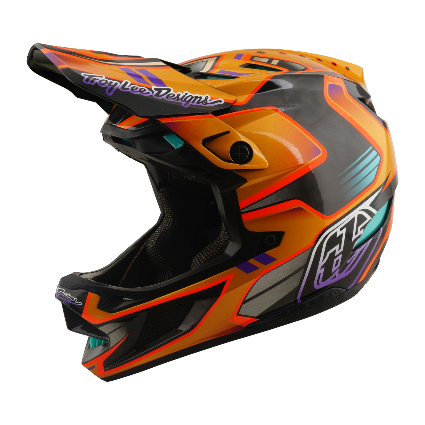Capacete de BTT TROY LEE DESIGNS D4 CARBON MIPS Crest Gold