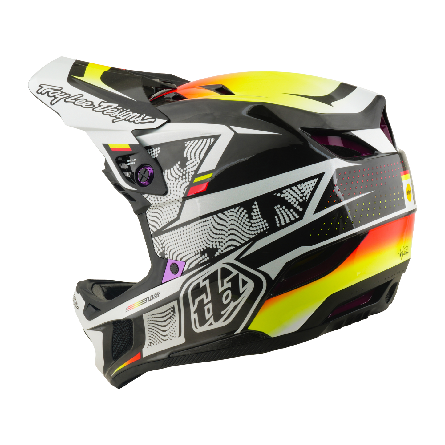 Capacete de BTT TROY LEE DESIGNS D4 CARBON MIPS Forrado Preto/Amarelo