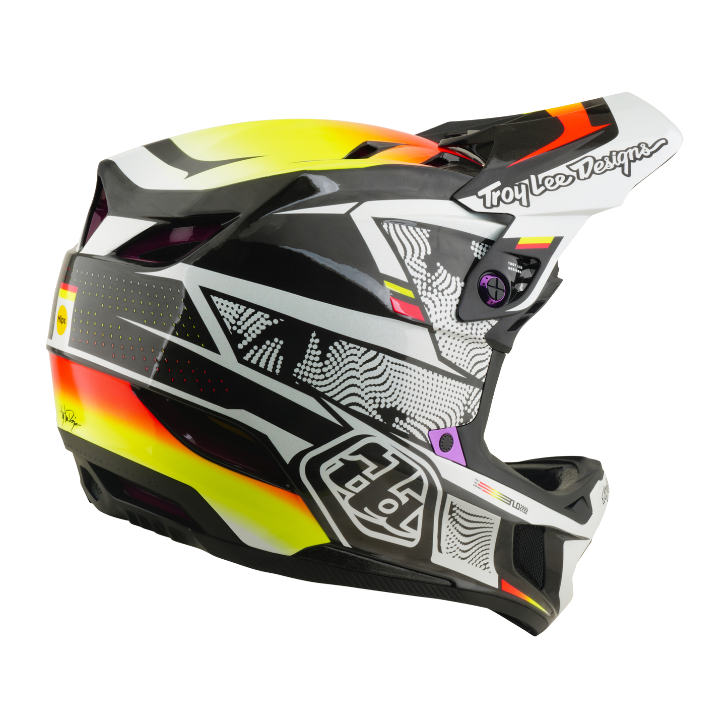 Capacete de BTT TROY LEE DESIGNS D4 CARBON MIPS Forrado Preto/Amarelo