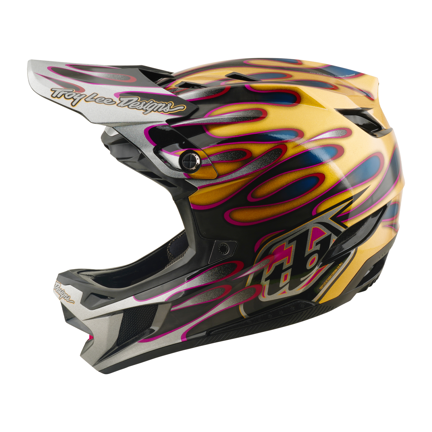 Capacete de BTT TROY LEE DESIGNS D4 CARBON MIPS Overspray Dourado/Preto
