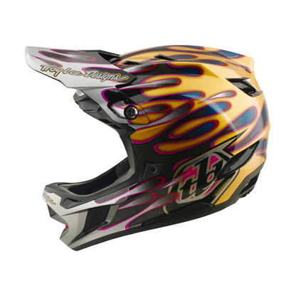 Capacete BTT TROY LEE DESIGNS D4 CARBON MIPS Overspray Dourado/Preto