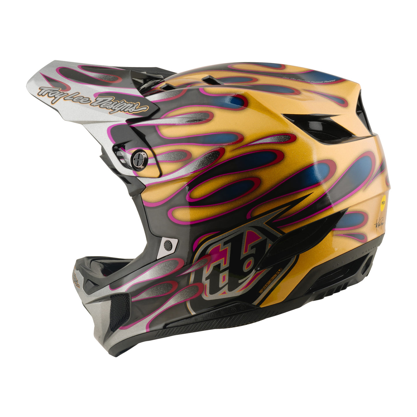 Capacete de BTT TROY LEE DESIGNS D4 CARBON MIPS Overspray Dourado/Preto
