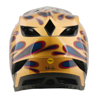 Capacete BTT TROY LEE DESIGNS D4 CARBON MIPS Overspray Dourado/Preto