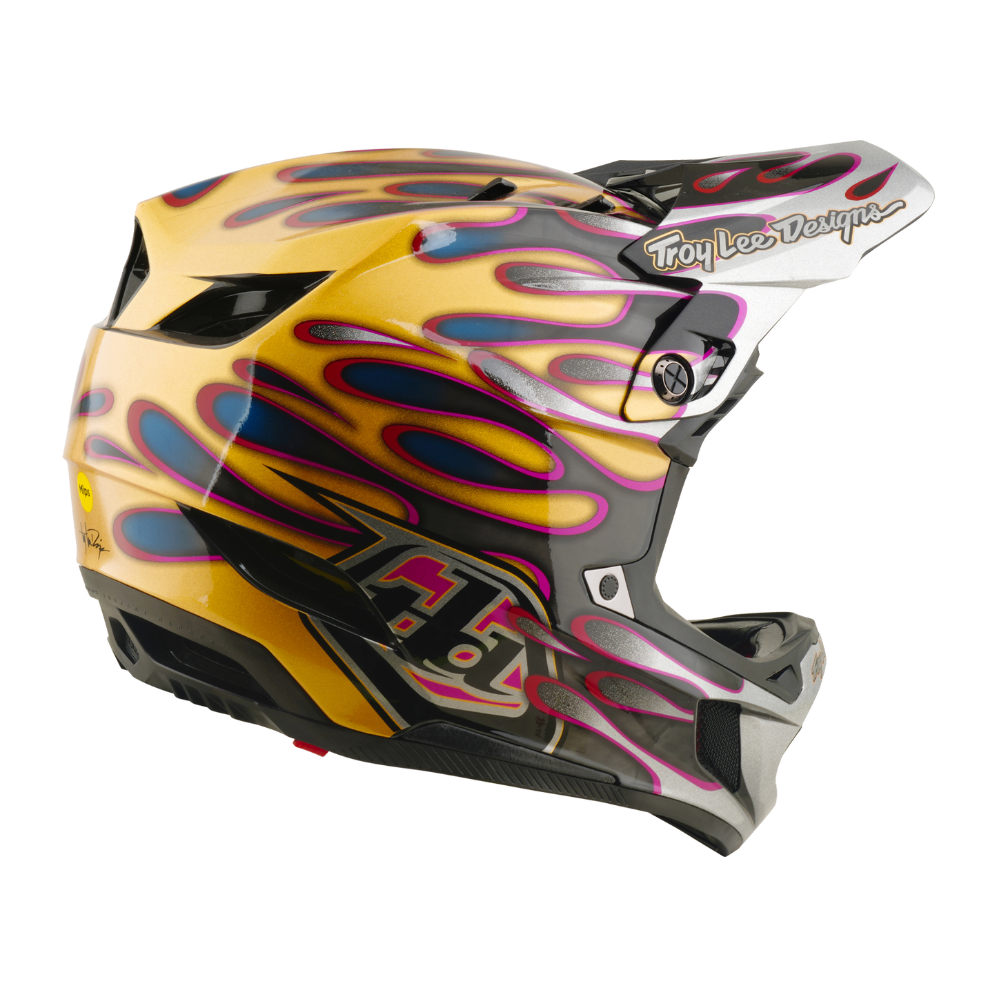 Capacete de BTT TROY LEE DESIGNS D4 CARBON MIPS Overspray Dourado/Preto