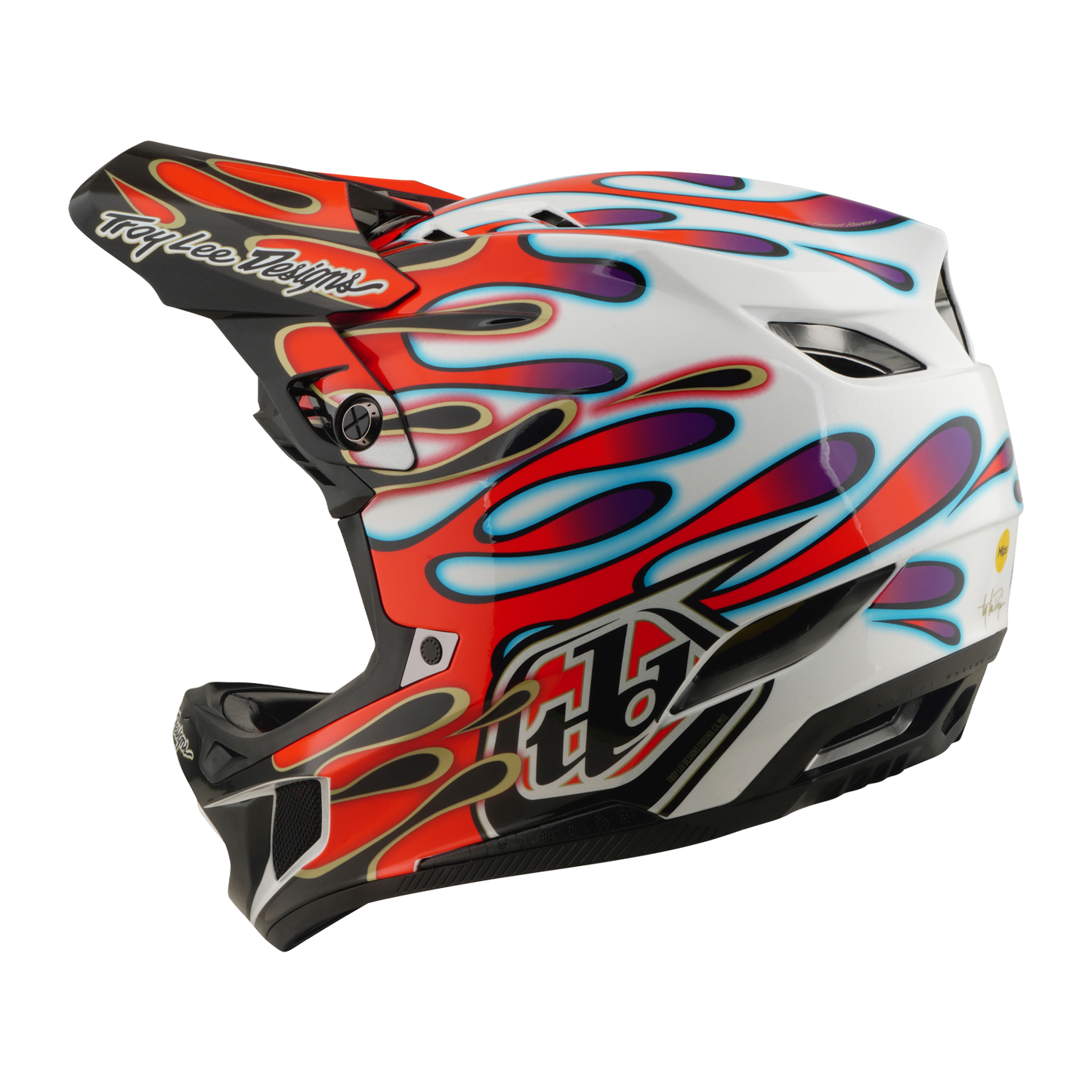 Capacete de BTT TROY LEE DESIGNS D4 COMPOSITE MIPS OVERSPRAY Branco/Vermelho