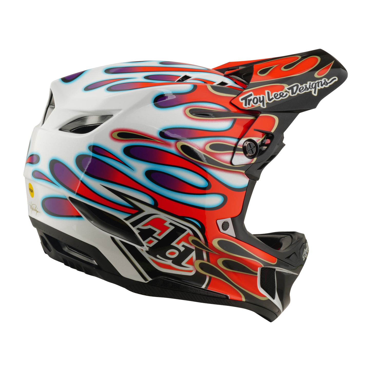 Capacete de BTT TROY LEE DESIGNS D4 COMPOSITE MIPS OVERSPRAY Branco/Vermelho