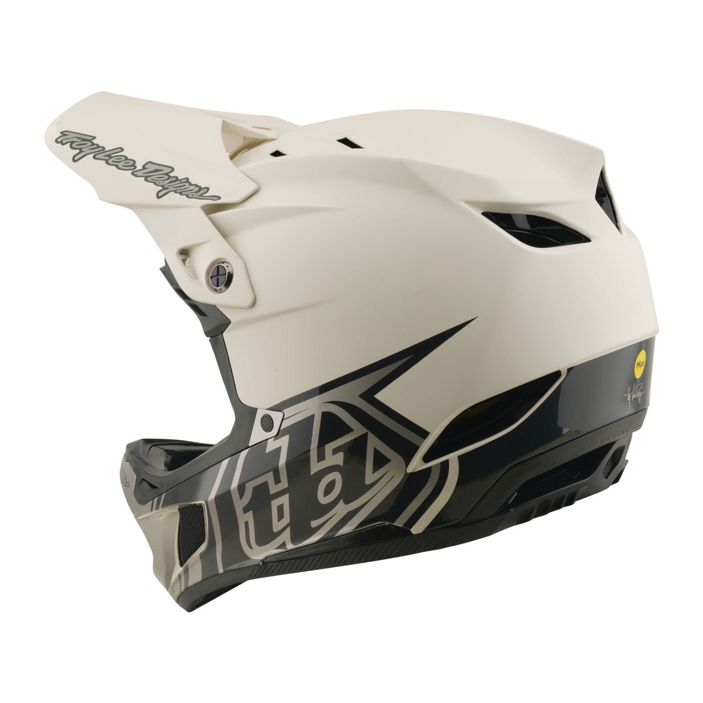 Capacete de BTT TROY LEE DESIGNS D4 COMPOSITE MIPS STEALTH PUMICE Branco