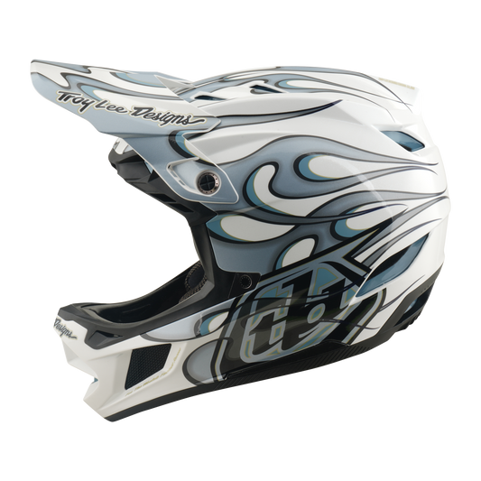 Capacete de BTT TROY LEE DESIGNS D4 COMPOSITE MIPS TORCHED Branco/Prata