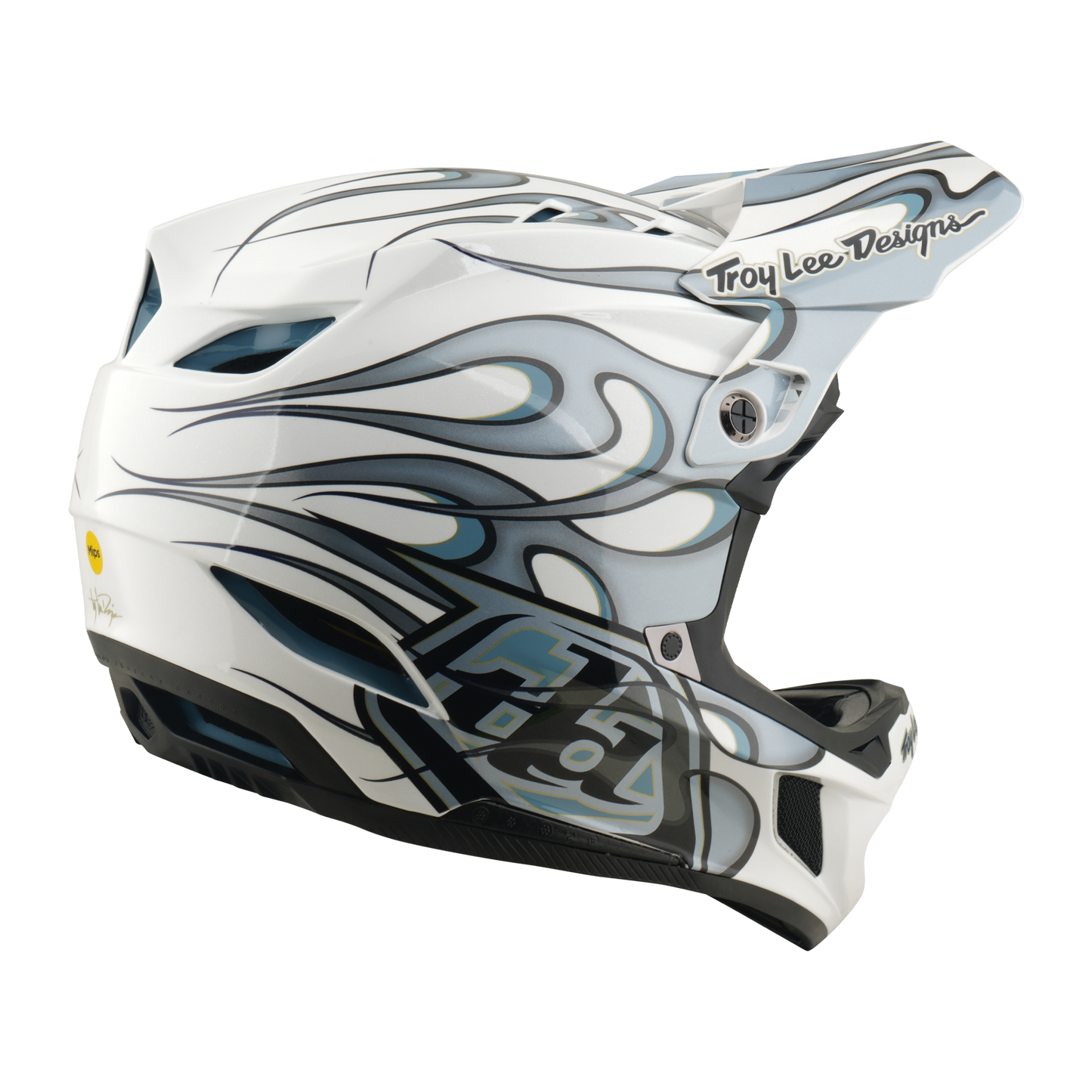 Capacete de BTT TROY LEE DESIGNS D4 COMPOSITE MIPS TORCHED Branco/Prata