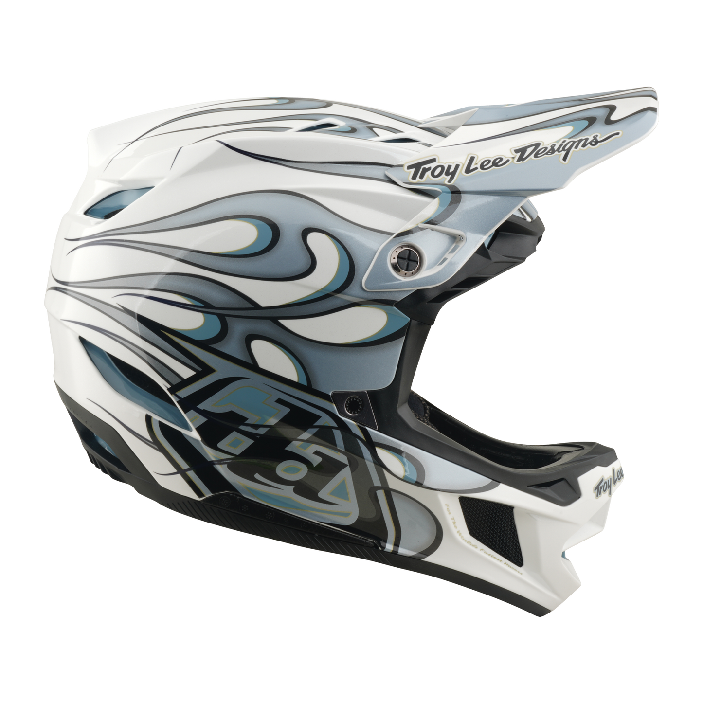 Capacete de BTT TROY LEE DESIGNS D4 COMPOSITE MIPS TORCHED Branco/Prata