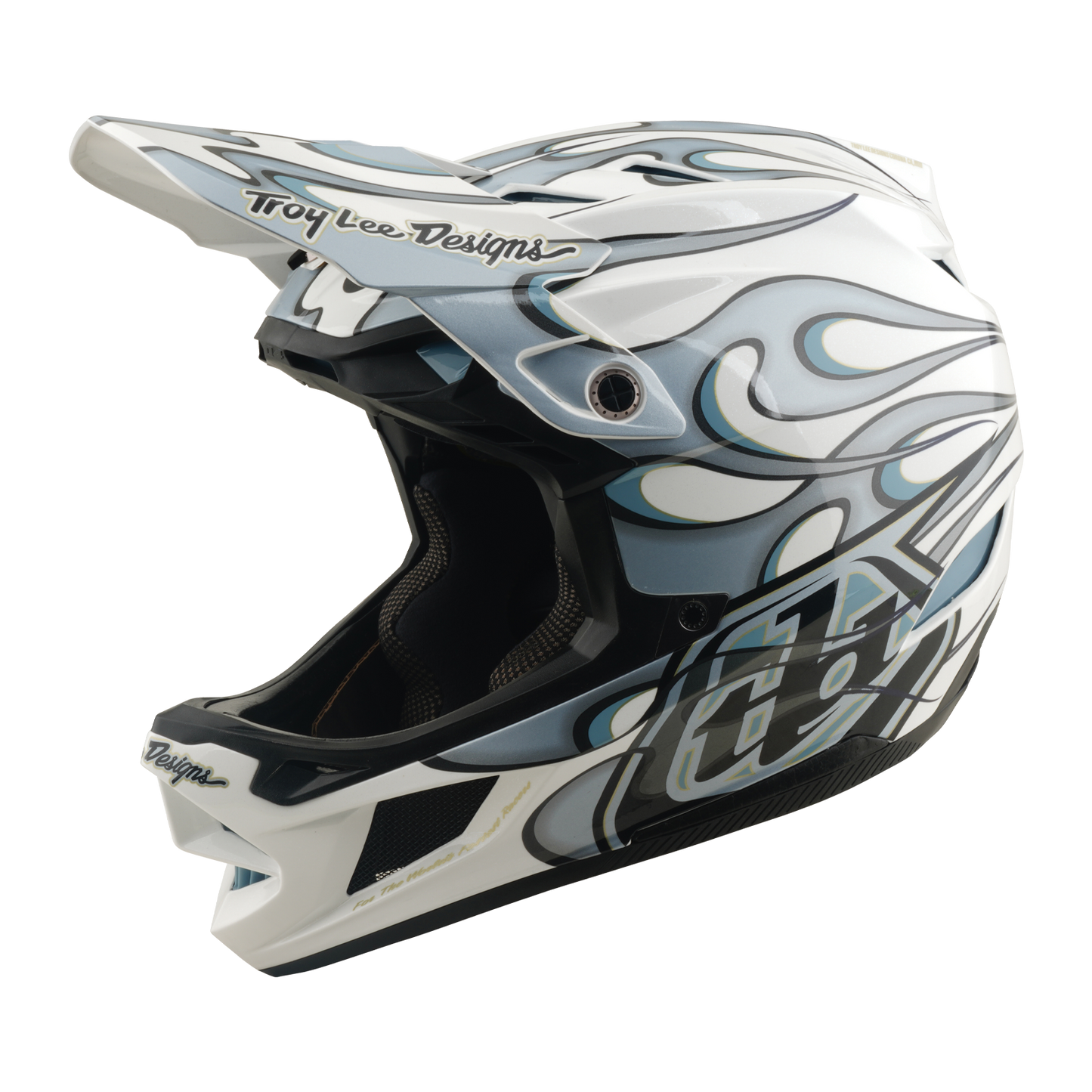 Capacete de BTT TROY LEE DESIGNS D4 COMPOSITE MIPS TORCHED Branco/Prata
