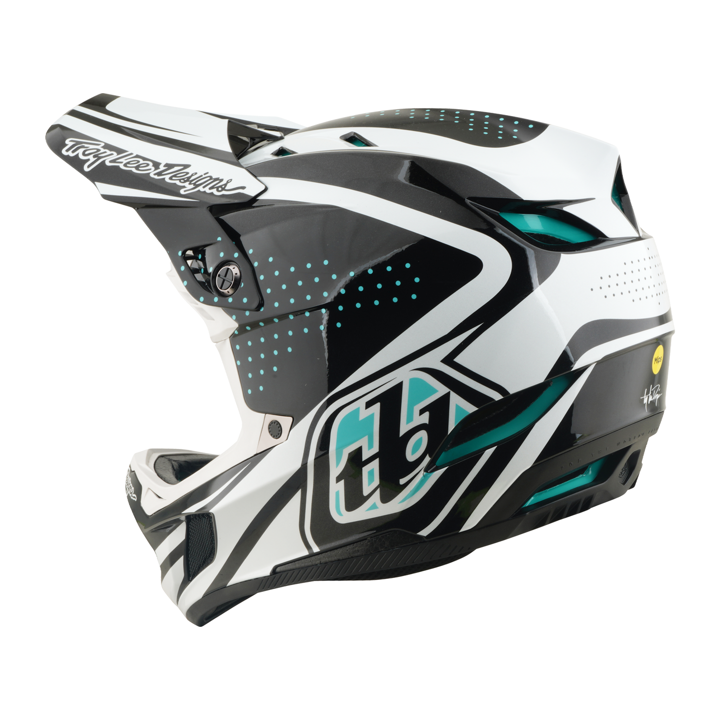 Capacete de BTT TROY LEE DESIGNS D4 POLYACRYLITE MIPS THE LINE Carvão/Branco
