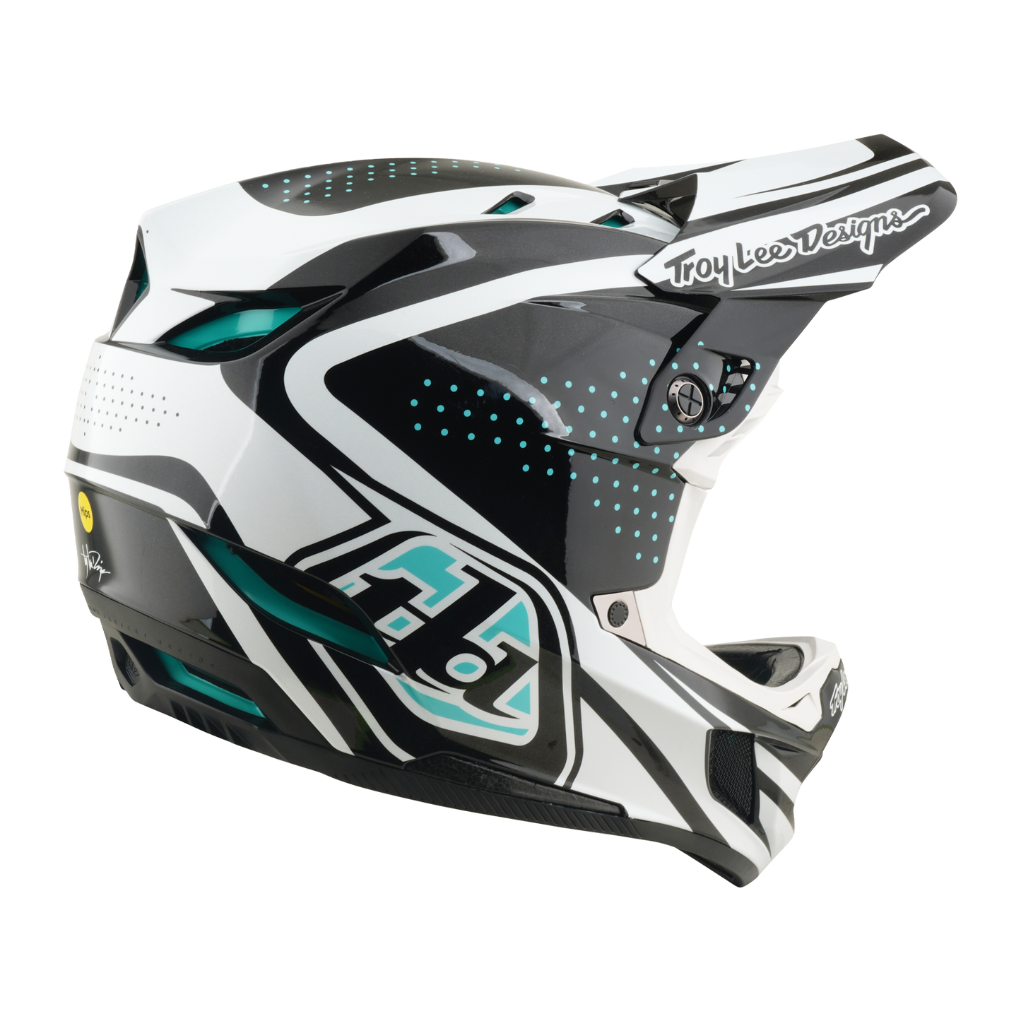 Capacete de BTT TROY LEE DESIGNS D4 POLYACRYLITE MIPS THE LINE Carvão/Branco