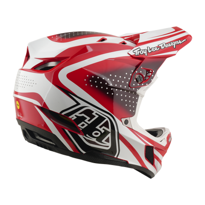 Capacete BTT TROY LEE DESIGNS D4 POLYACRYLITE MIPS THE LINE Vermelho/Branco