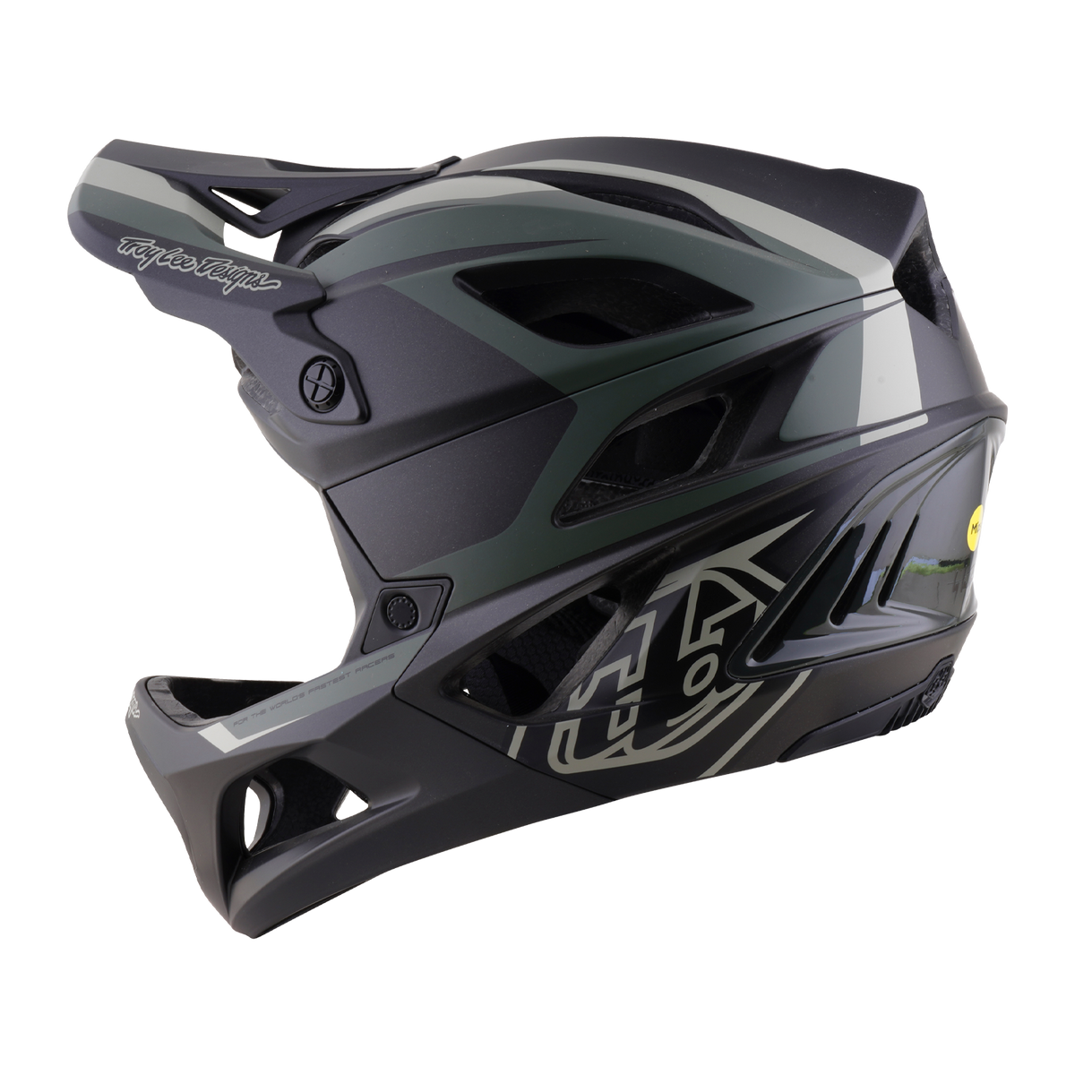 Capacete de BTT TROY LEE DESIGNS STAGE 2 HIGH VIZ caqui/cinzento-carvão