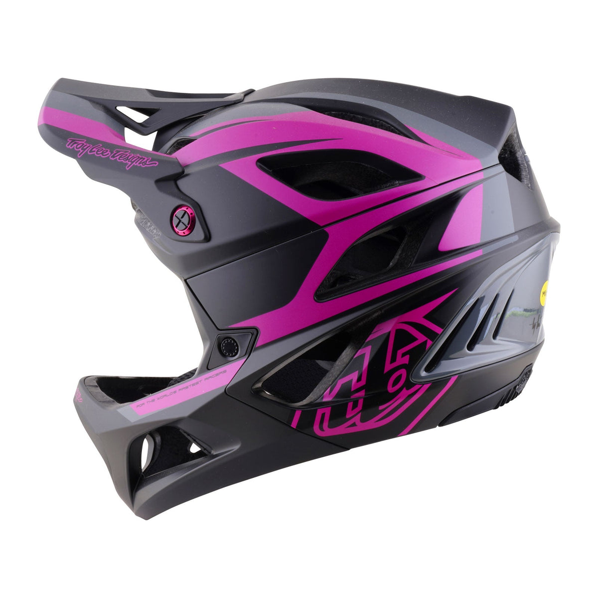 Capacete de BTT TROY LEE DESIGNS STAGE 2 HIGH VIZ cinzento/rosa-fúcsia néon