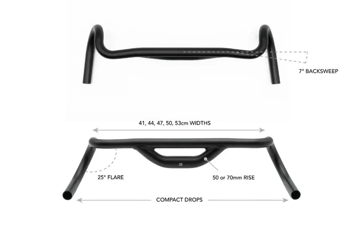 Guiador Gravel REDSHIFT Top Shelf com inclinação de 25° e elevação de 70 mm