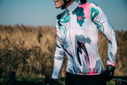 Maillot CASTELLI UNLIMITED THERMAL Mulher Mangas Compridas Cinza/Azul
