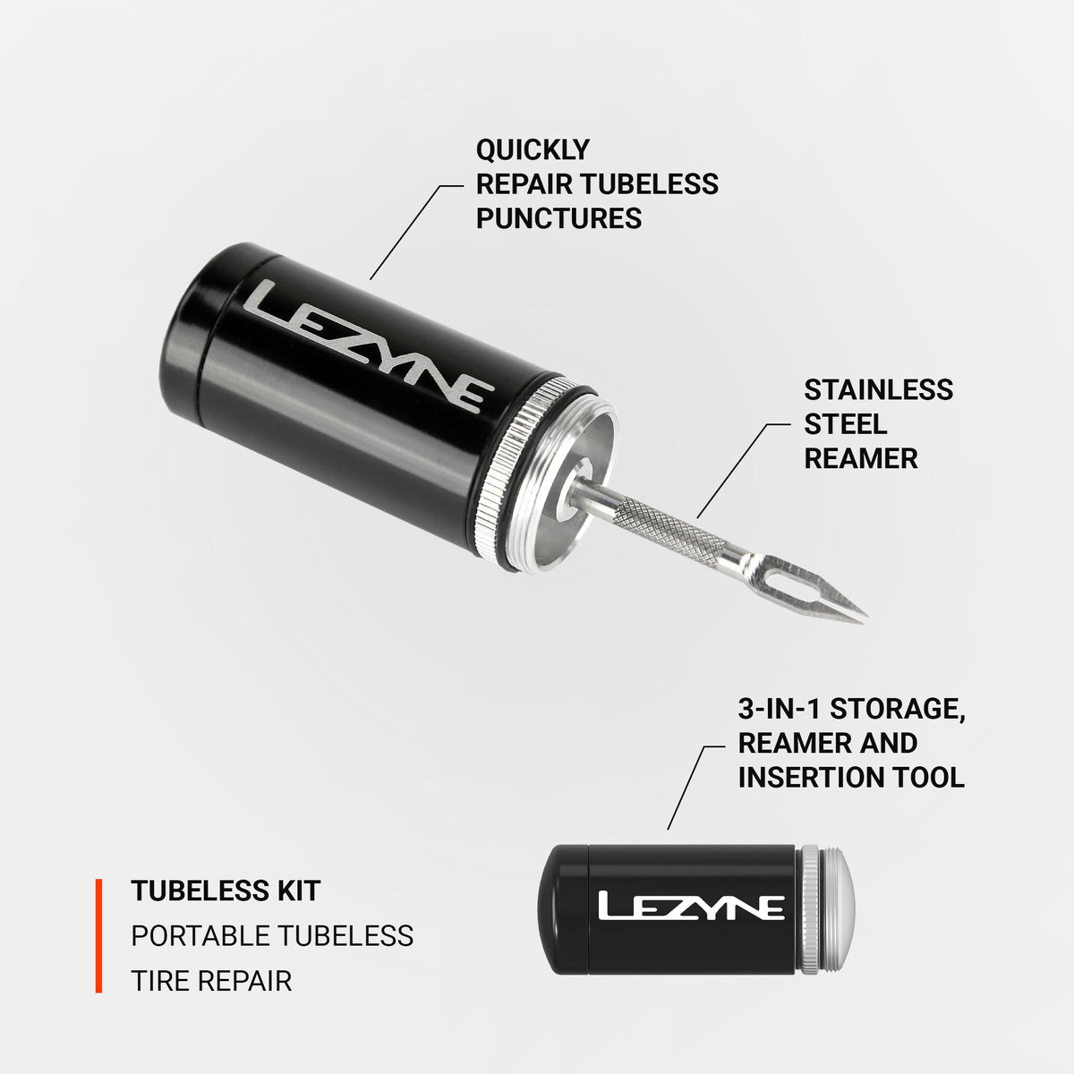 Kit de reparação tubeless LEZYNE preto