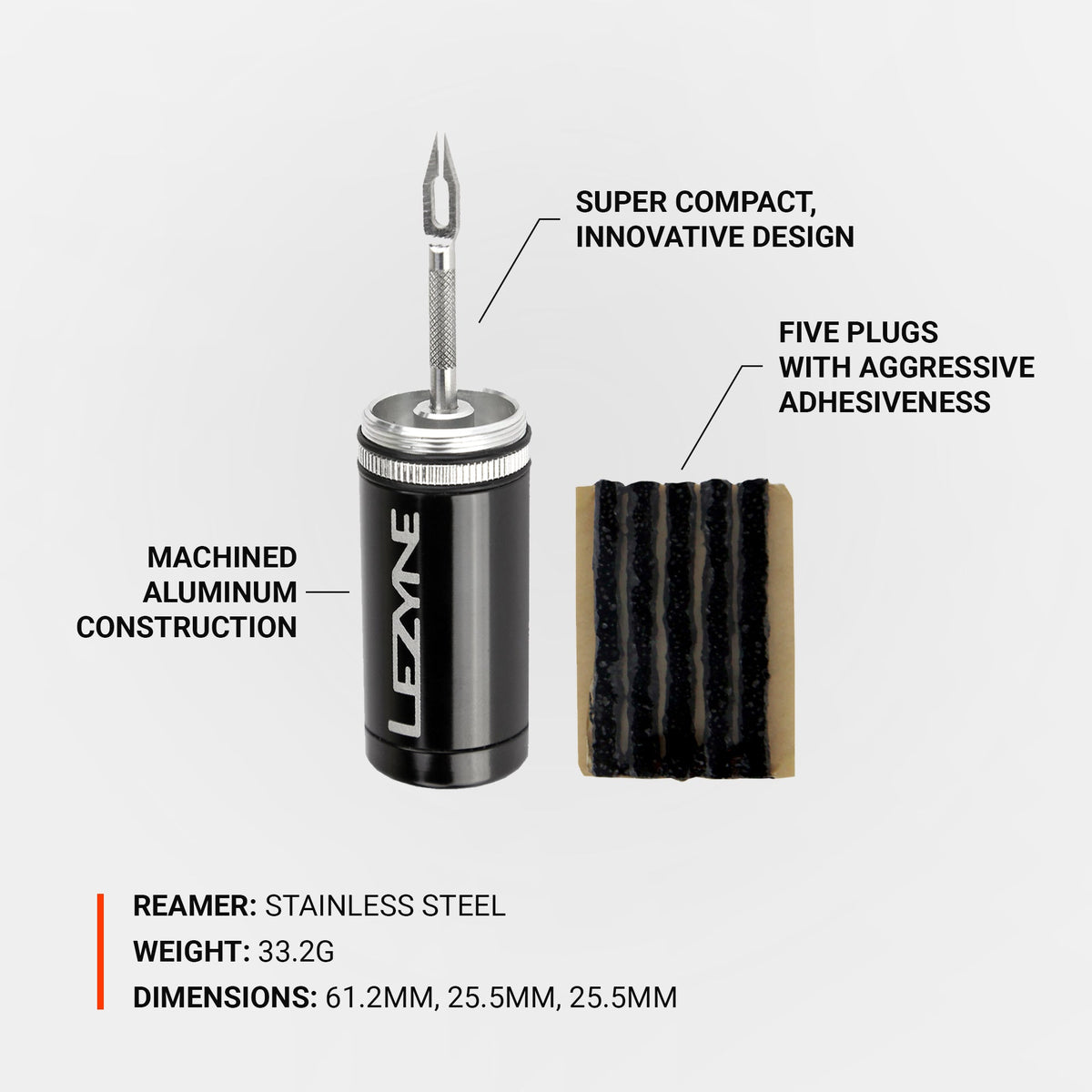 Kit de reparação tubeless LEZYNE preto