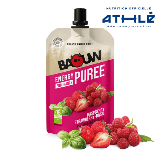 BAOUW Receita Biológica Puré Energético com Framboesa/Morango/Basílico (90g)