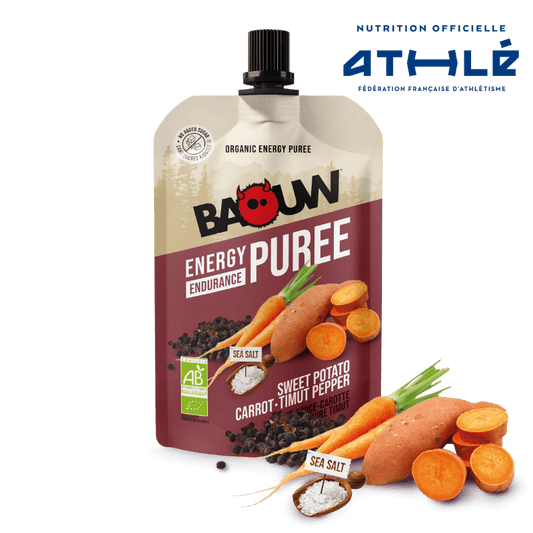 BAOUW Puré Energético Biológico Receita Saborosa Batata Doce/Cenoura/Pimenta (90g)