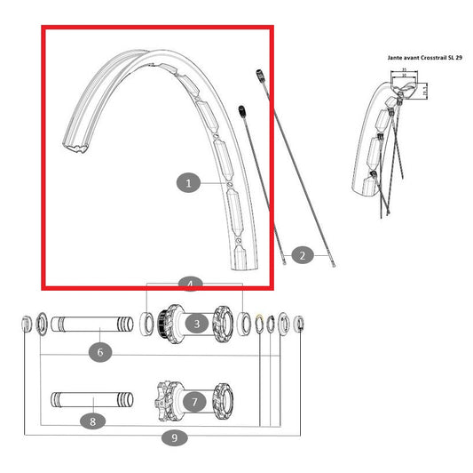 Kit de roda dianteira MAVIC ECROSSTRAIL SL 29''