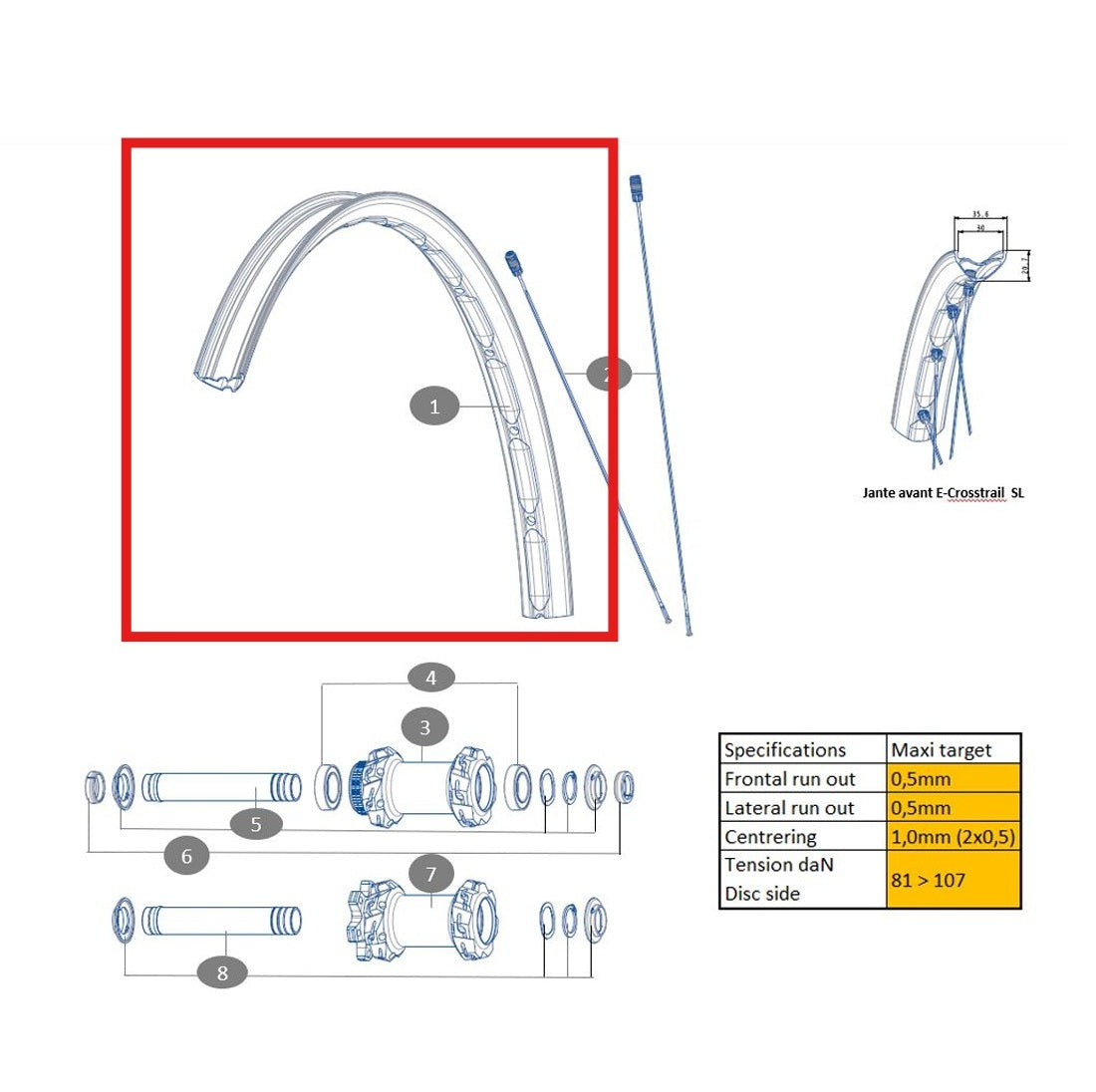 Kit de roda dianteira MAVIC ECROSSTRAIL SL 27,5''