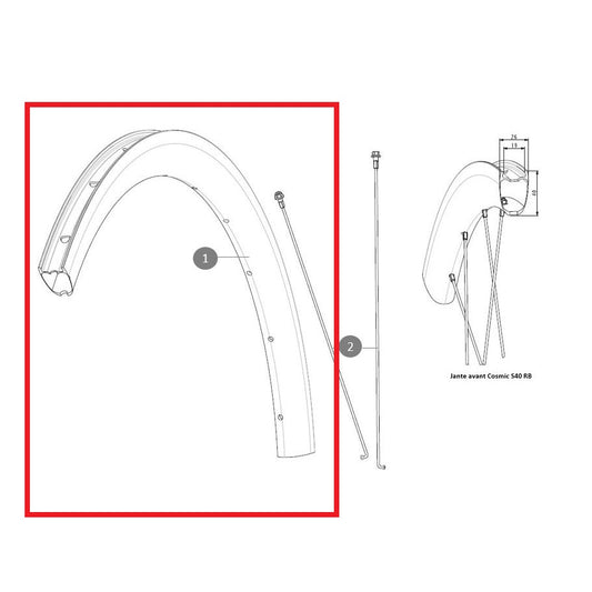 Jante de roda traseira MAVIC COSMIC S40 RB