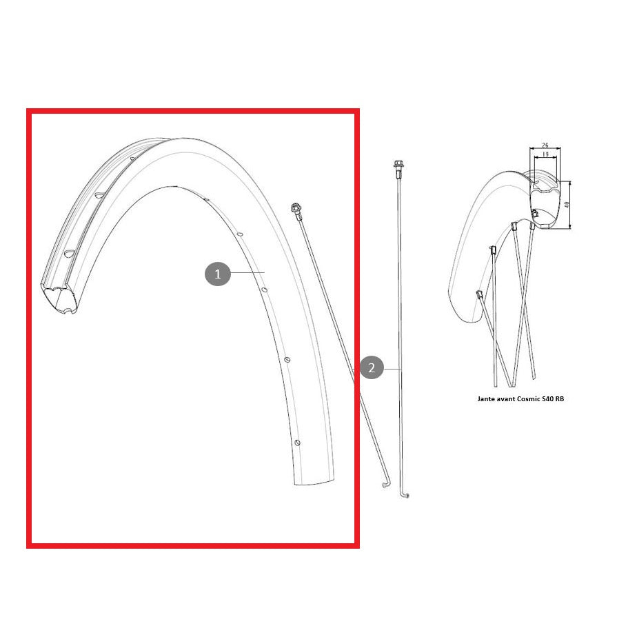 Jante de roda traseira MAVIC COSMIC S40 RB