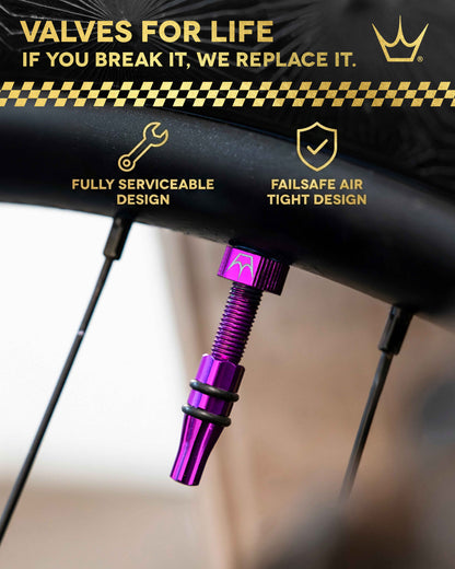 Válvulas Tubeless PEATY'S HOLESHOT FAST FLOW 60mm (x2) Prata