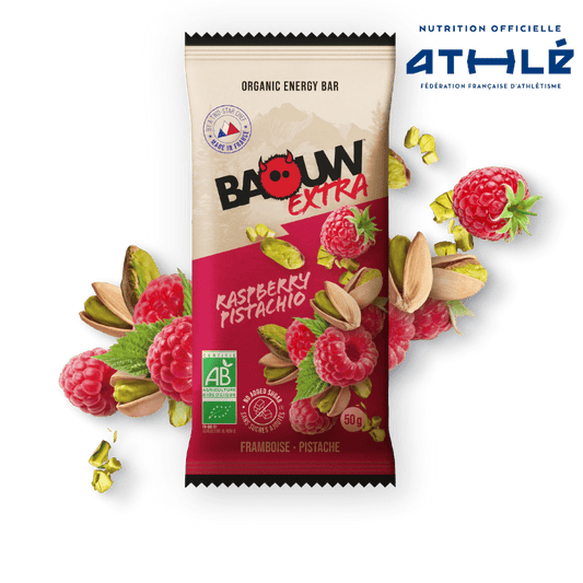 BAOUW ORGANIC EXTRA Barra energética de framboesa e pistácio (50g)