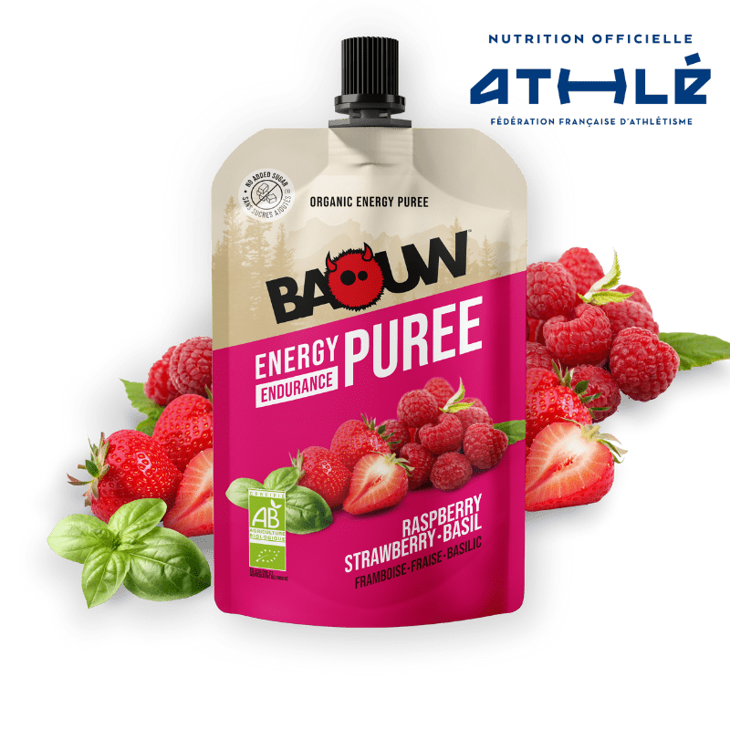 BAOUW Receita Biológica Puré Energético com Framboesa/Morango/Basílico (90g)