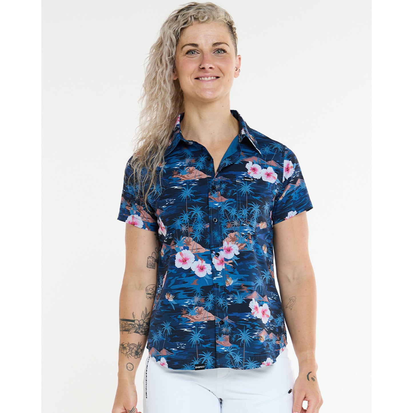 Camisa técnica feminina DHARCO TECH PARTY OASIS Azul