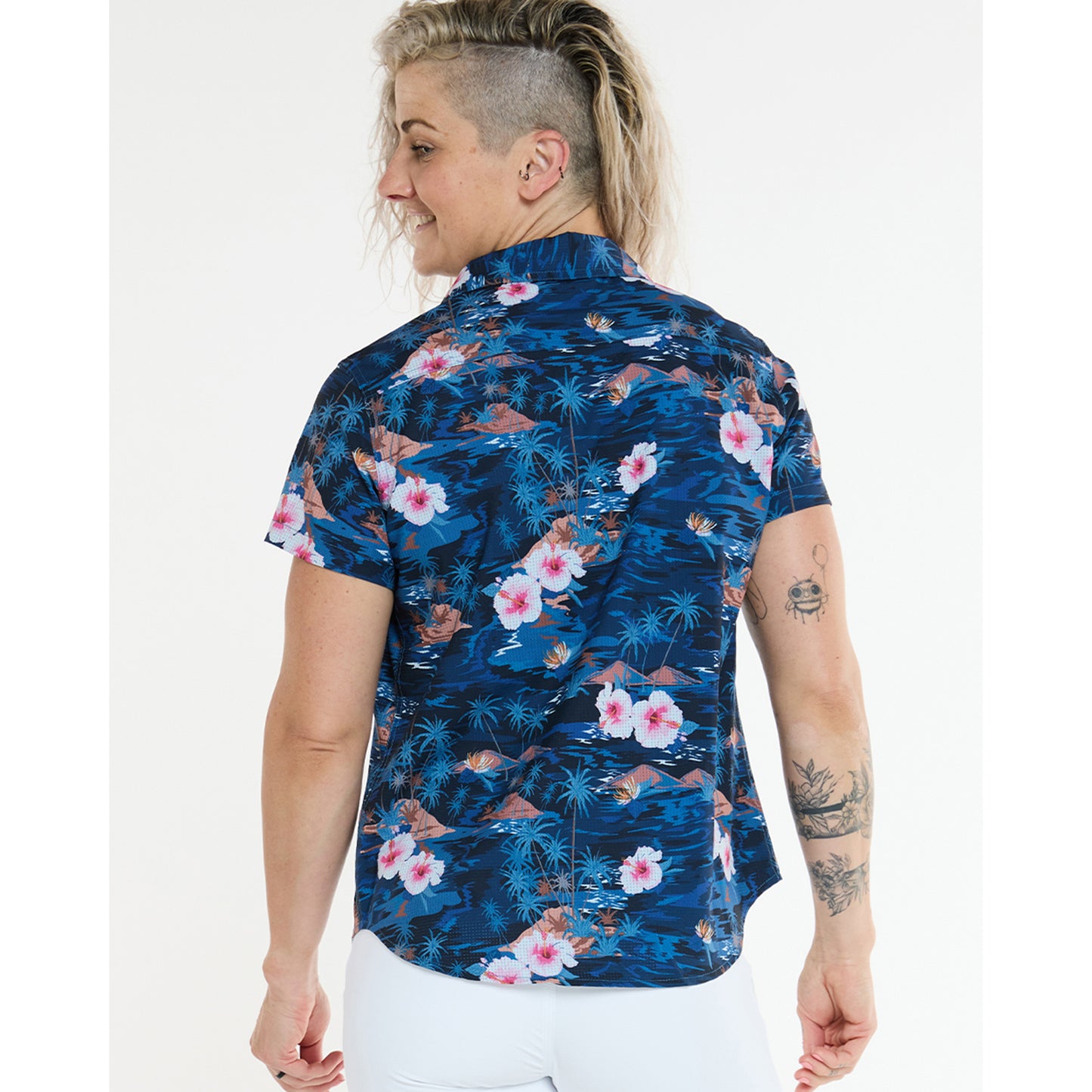 Camisa técnica feminina DHARCO TECH PARTY OASIS Azul