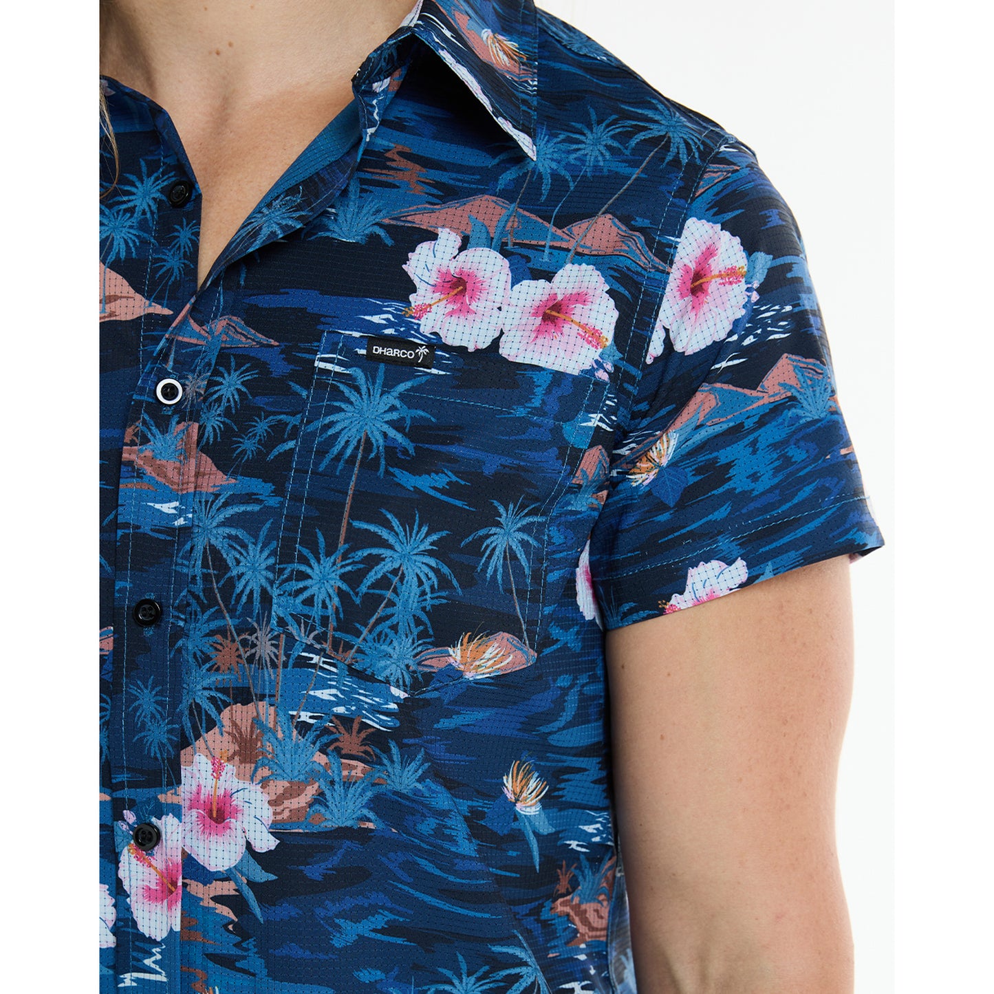 Camisa técnica feminina DHARCO TECH PARTY OASIS Azul