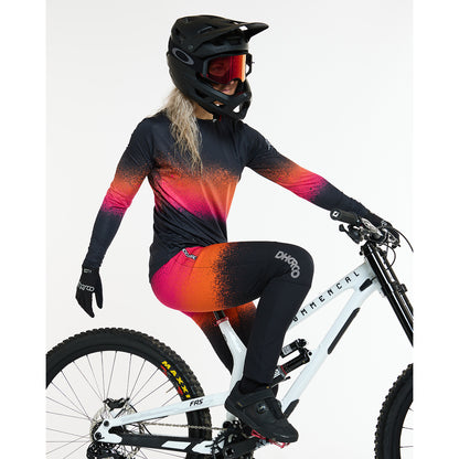 Maillot DHARCO RACE BLACK SNAKE Mangas Compridas Feminino Preto/Laranja