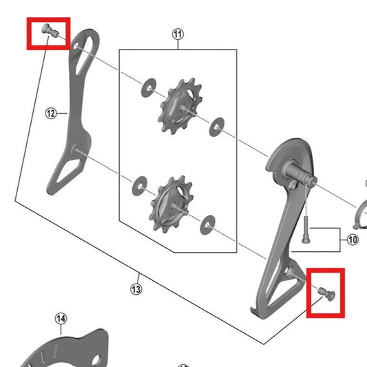 Parafusos do rolo SHIMANO RD-R9250 (x2)