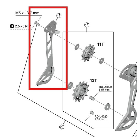 Gaiola do desviador traseiro interno SGS SHIMANO RD-U8020/U6020