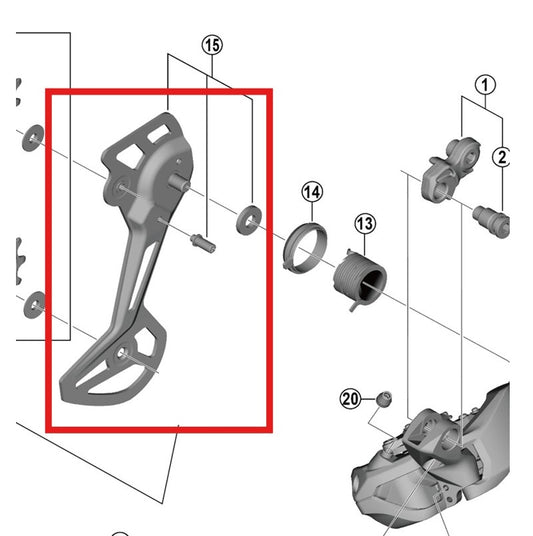 SGS SHIMANO RD-M8150-11/12 Gaiola de Desviador Traseiro Externa