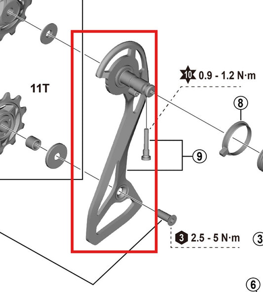 Gaiola e parafuso do desviador traseiro externo SHIMANO RD-R7100