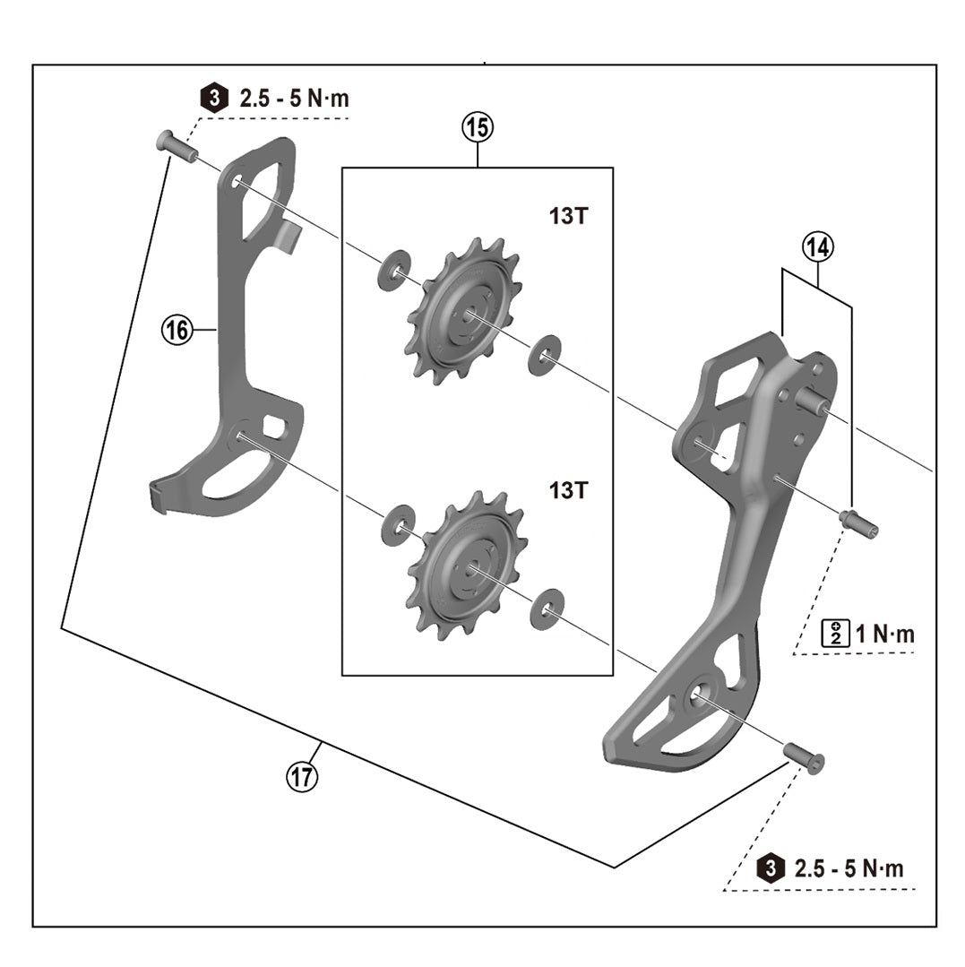 Caixa do desviador traseiro SHIMANO XTR RD-M8250 GS 12V