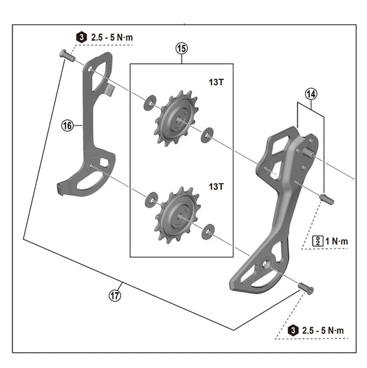 Caixa do desviador traseiro SHIMANO XTR RD-M8250 GS 12V