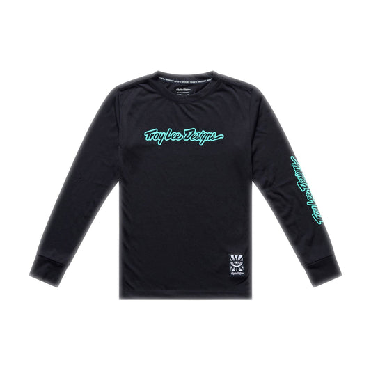 Camisola de manga comprida TROY LEE DESIGNS SKYLINE RIDE SIGNATURE Junior Preto/Verde
